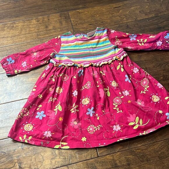 Hanna Andersson Horizontal Stripe/Floral Long Sleeve Dress, size 18-24 months - Picture 1 of 11
